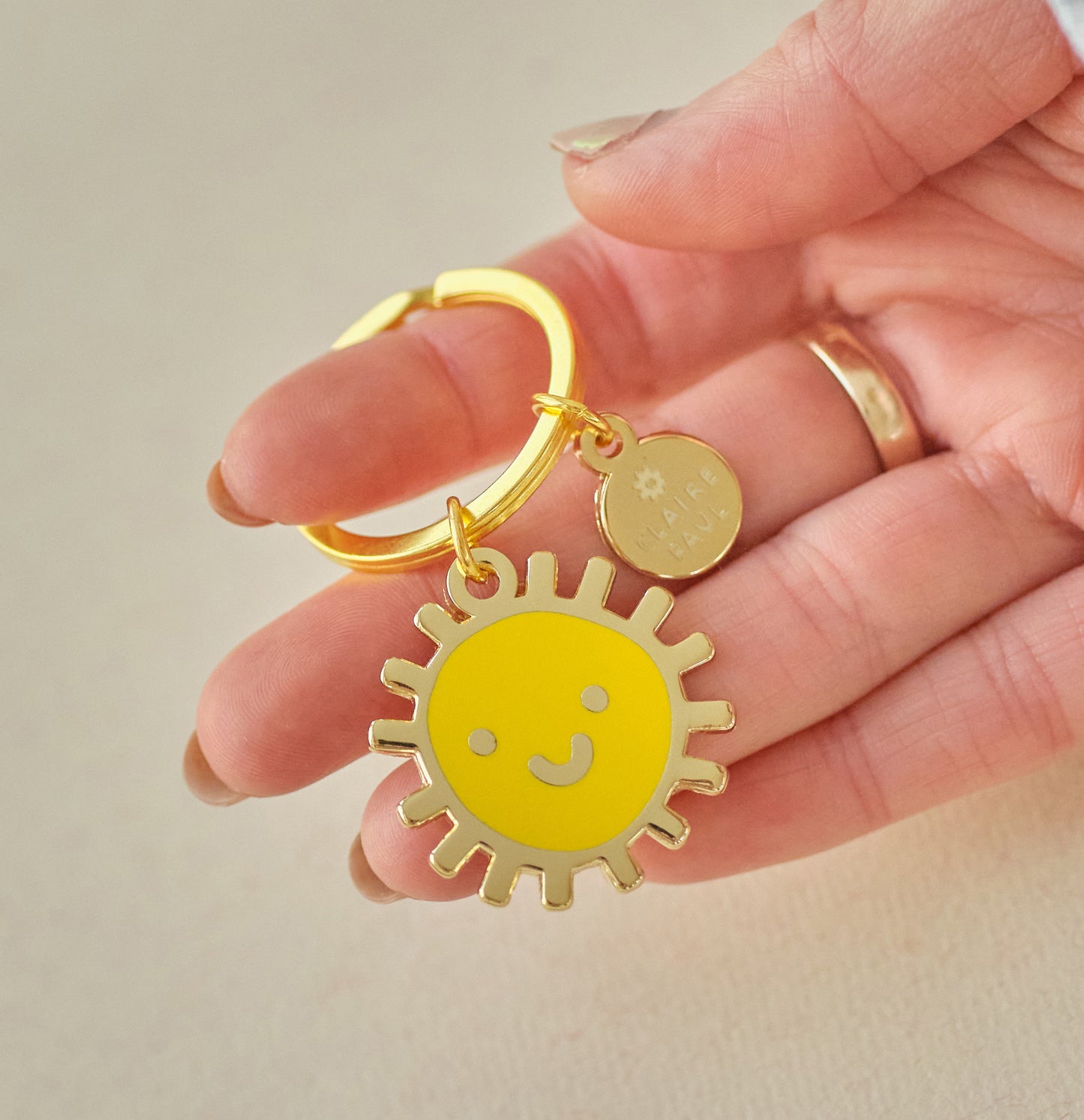 Smiley Sun Keyring Charm