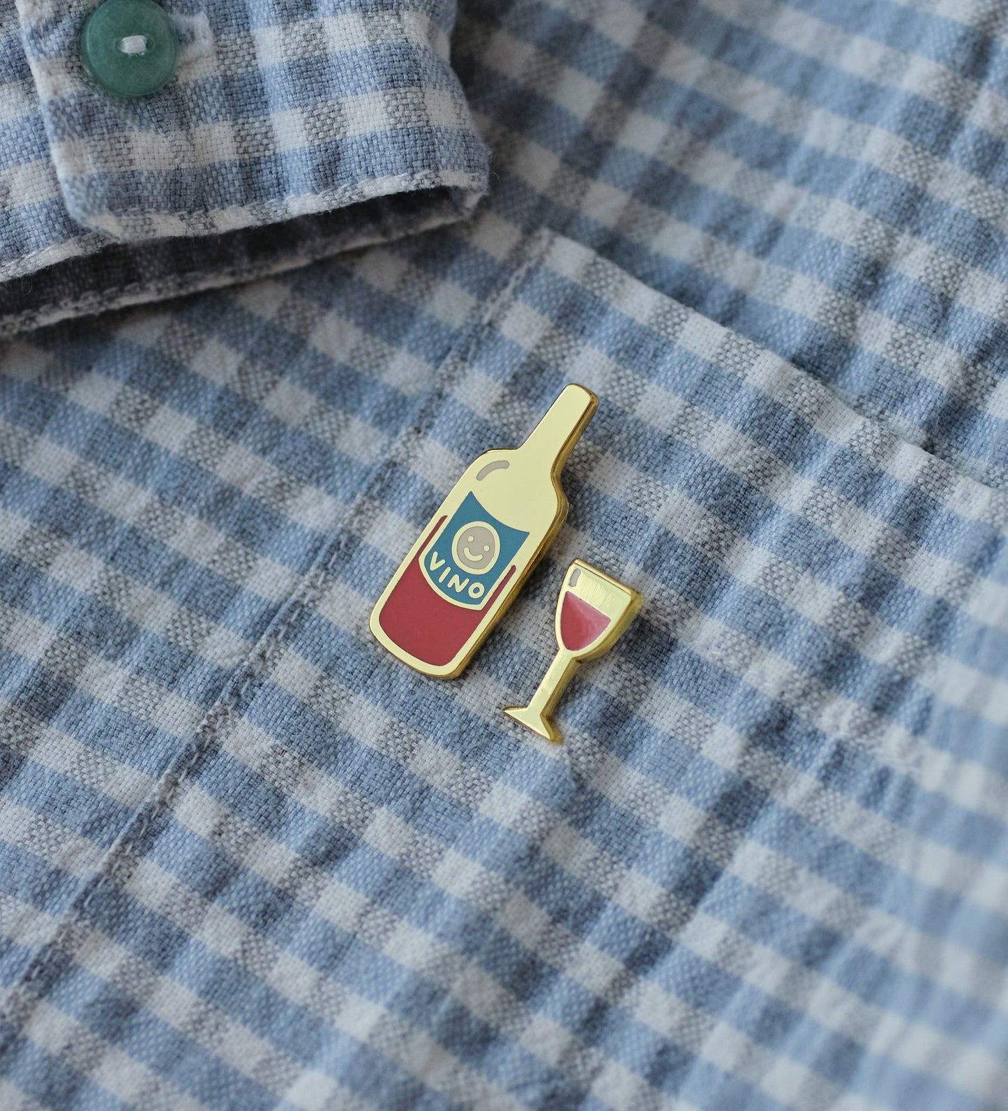 Red Wine and Glass Enamel Pin Set