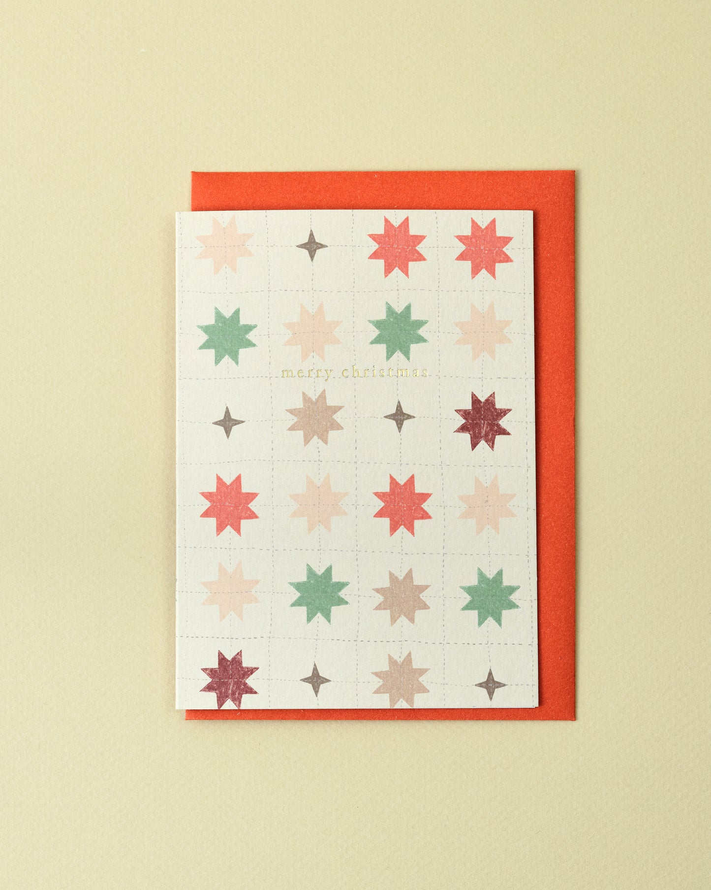 Merry Christmas Quilting Stars Greetings Card
