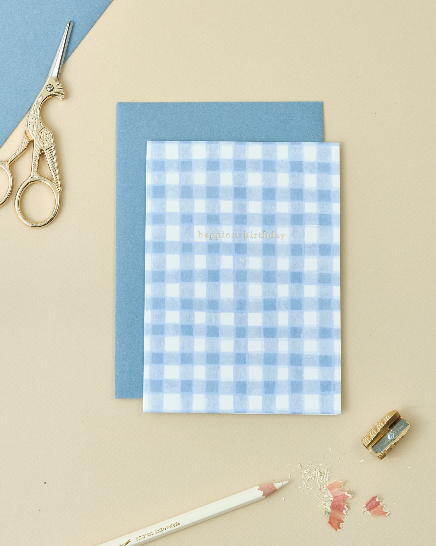 Happiest Birthday Gold Foiled Gingham Greetings Card