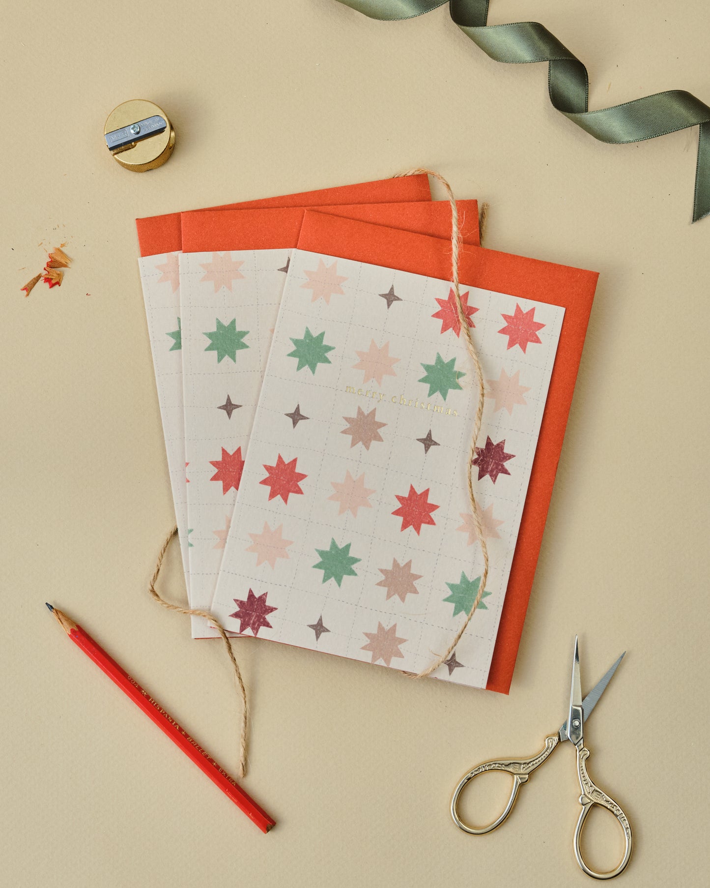 Merry Christmas Quilting Stars Greetings Card
