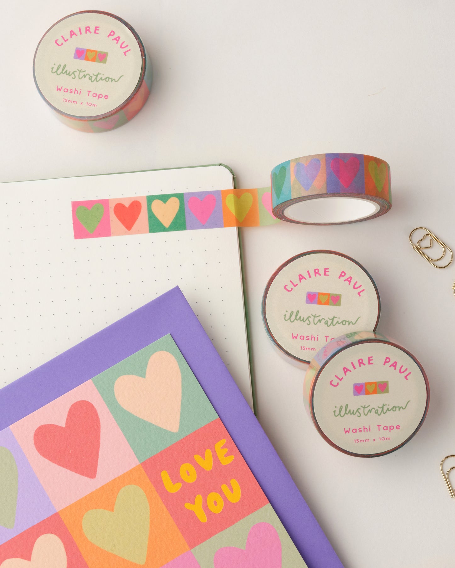Rainbow Love Hearts Washi Tape