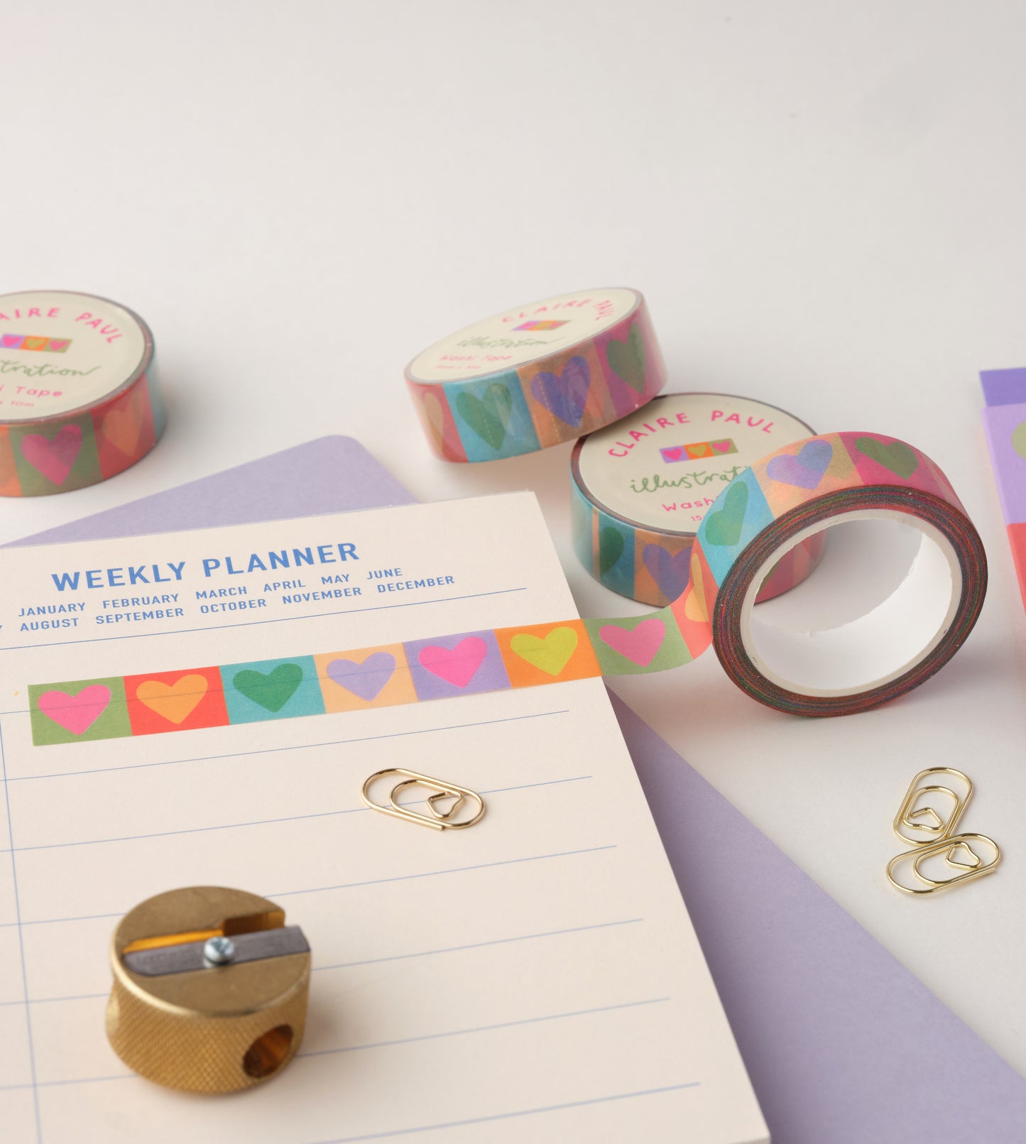 Rainbow Love Hearts Washi Tape