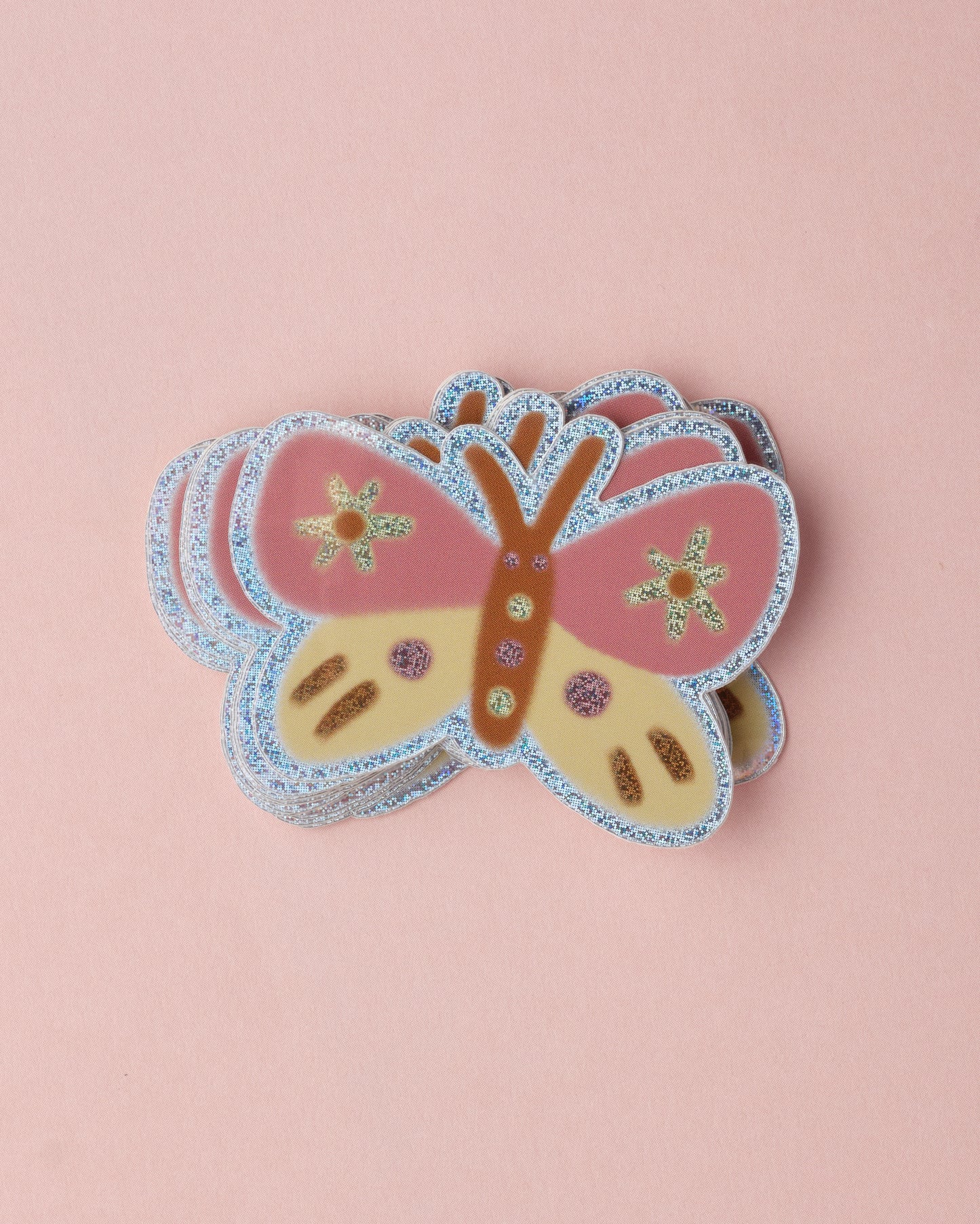 Pink Butterfly Holographic Sticker