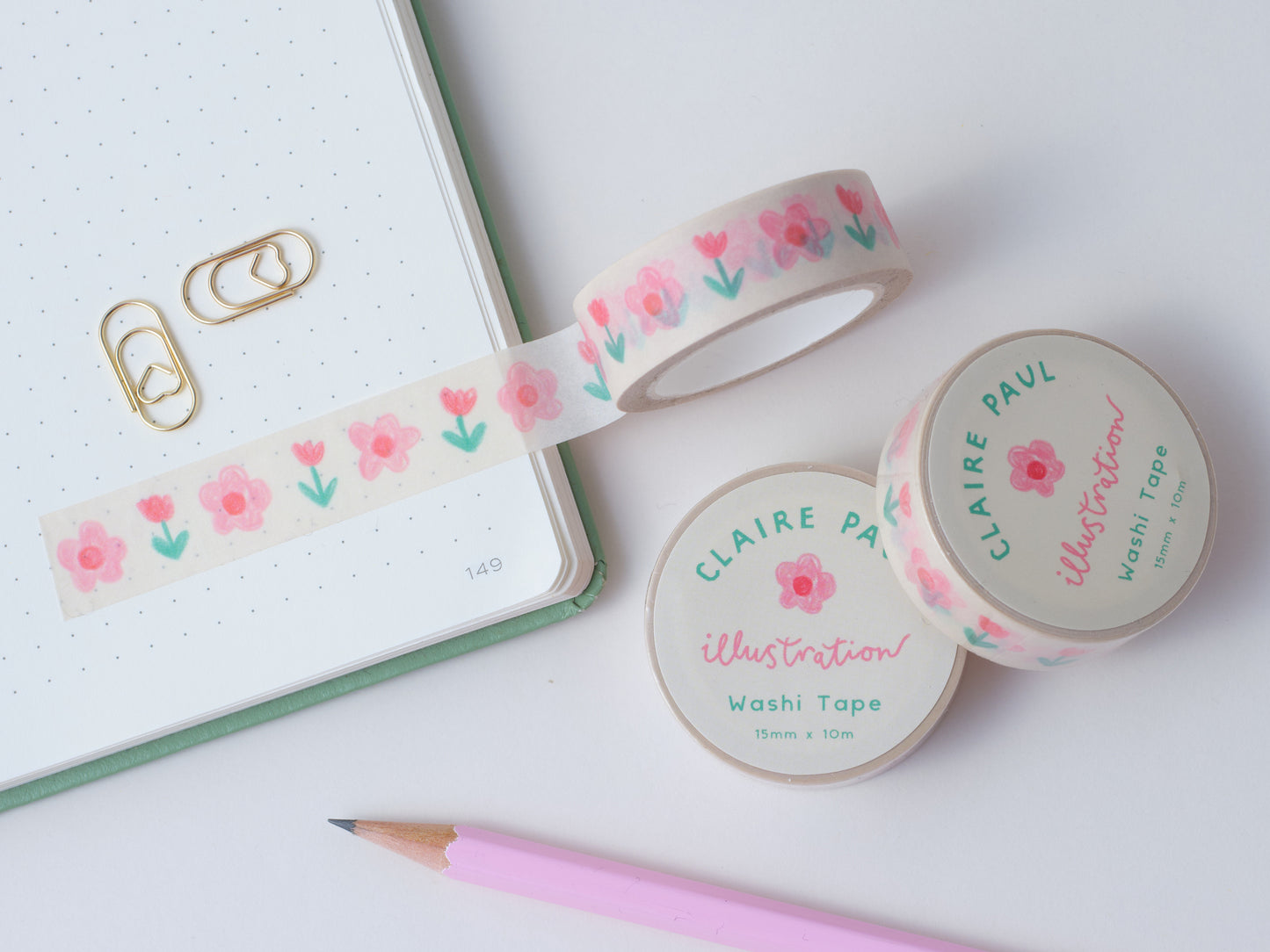 Tulip and Daisies Washi Tape
