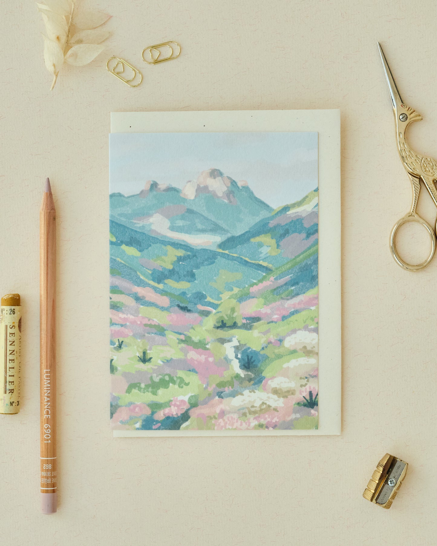 Pastel Mountains Greetings Card