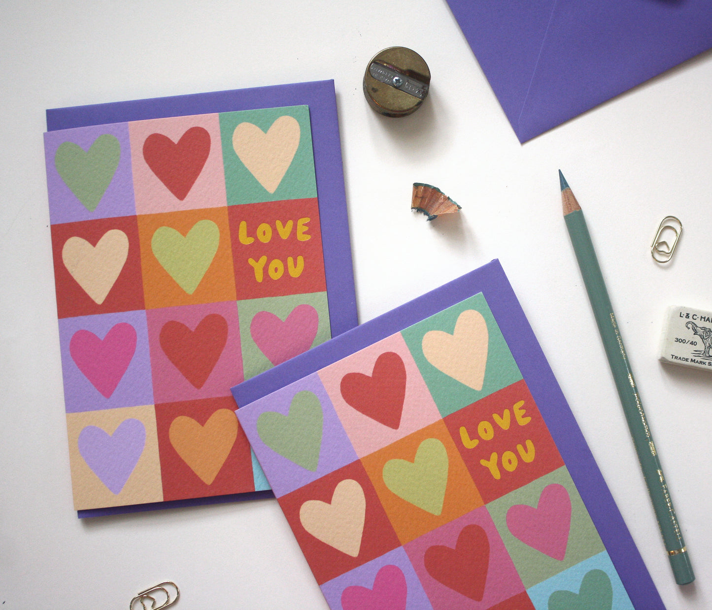 Love You Hearts Greetings Card