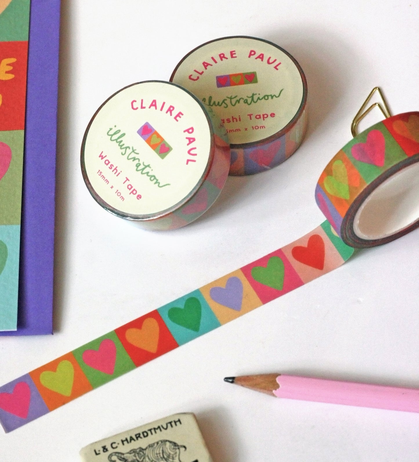 Rainbow Love Hearts Washi Tape