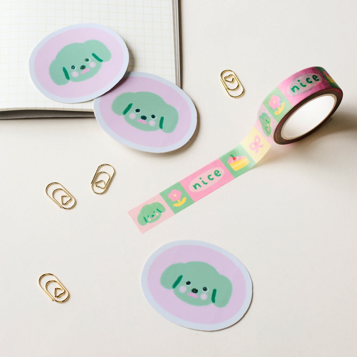 Green Dog Holographic Sticker