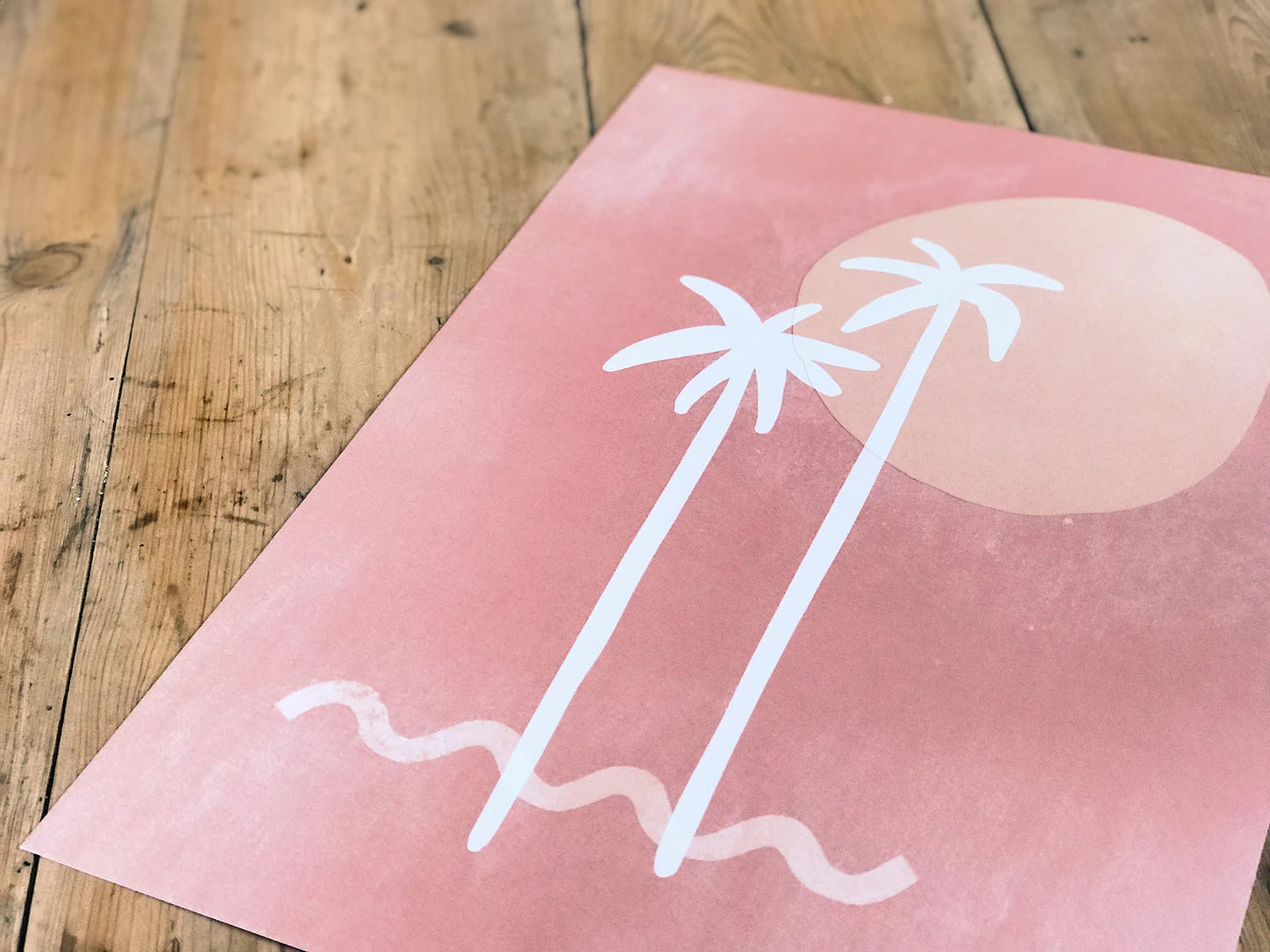 SALE A3 Pink Palm Tree Wall Art Print