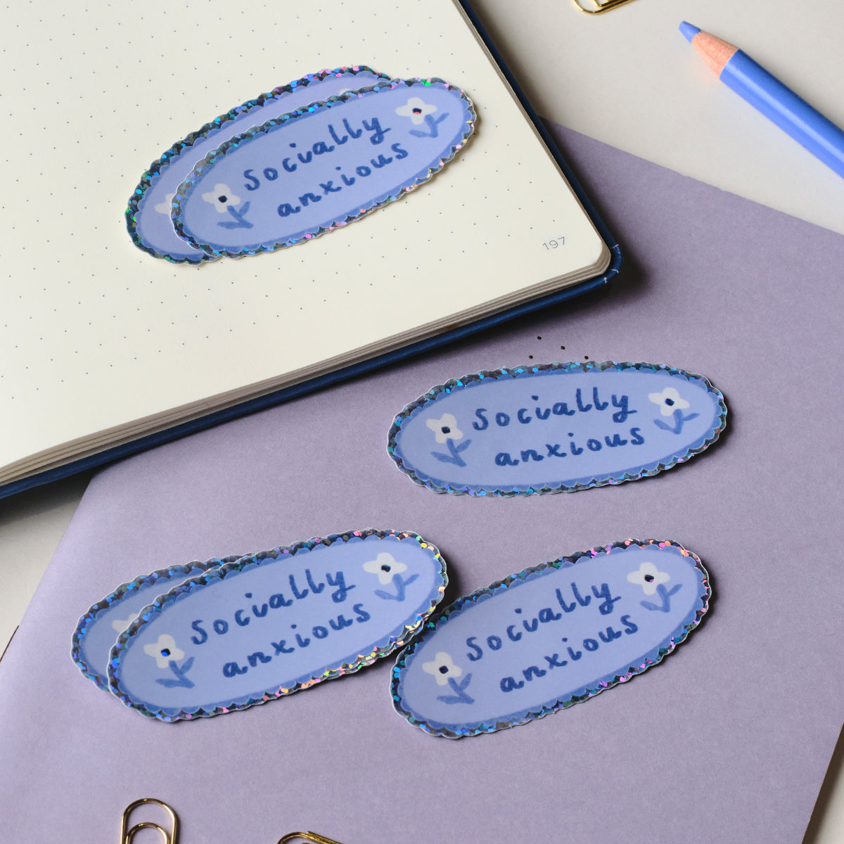 Socially Anxious Holographic Sticker