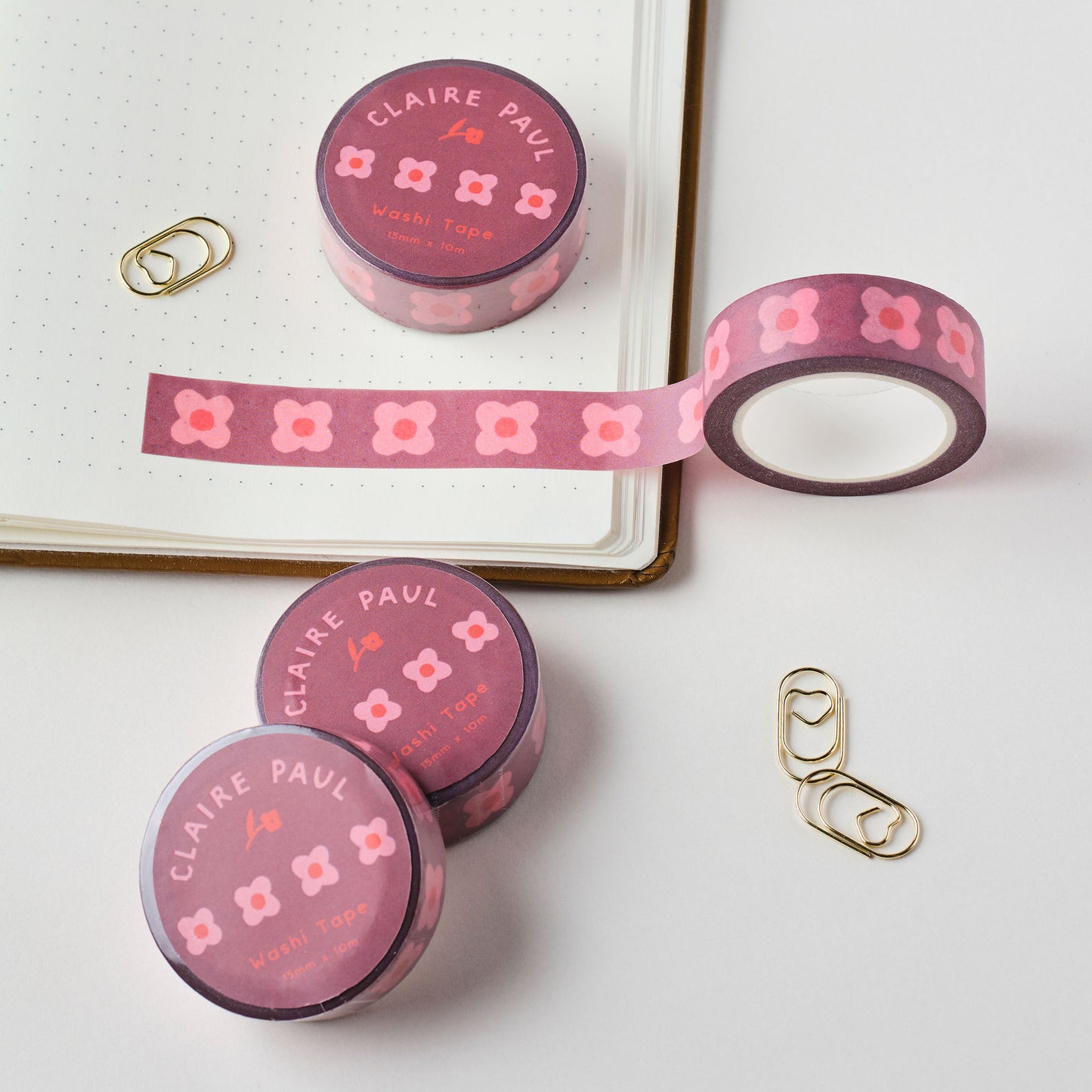 Pink Block Flower Washi Tape