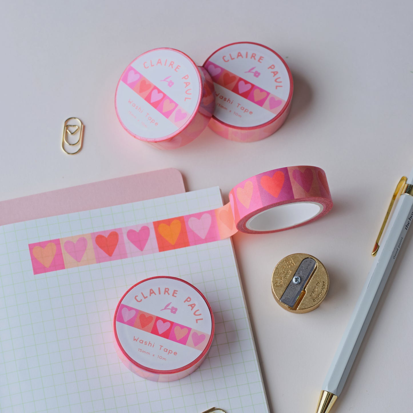 Pink Love Hearts Washi Tape