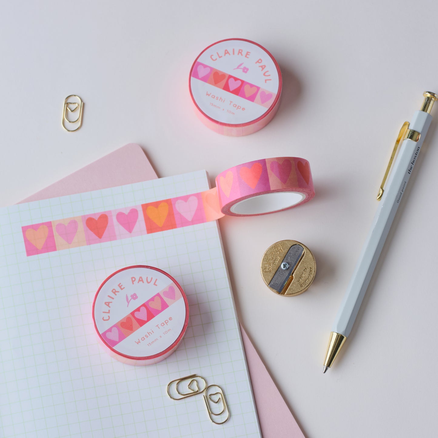 Pink Love Hearts Washi Tape