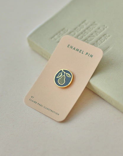 Pear Folk Art Enamel Pin