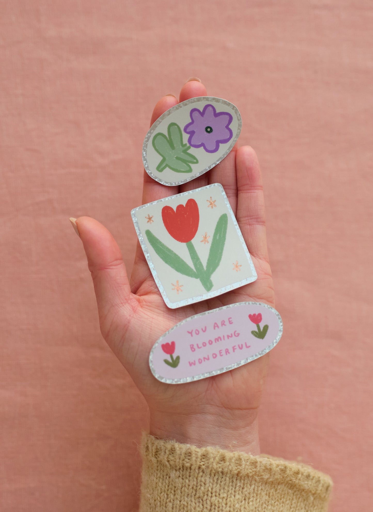 Purple Flower Holographic Sticker