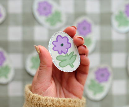 Purple Flower Holographic Sticker
