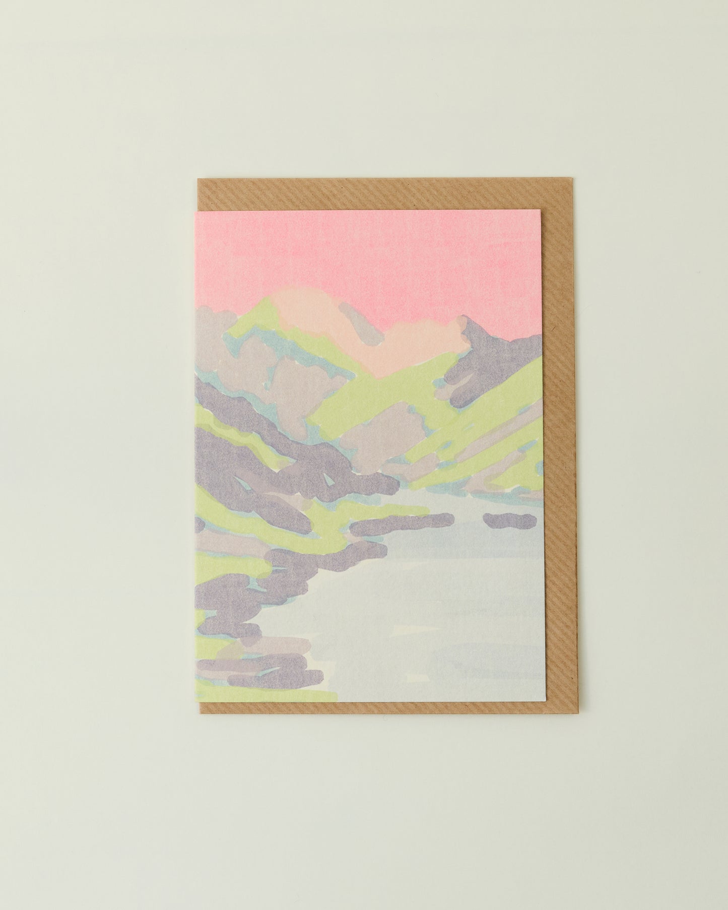 Pink Isle of Skye Scottish Mountains Greetings Card
