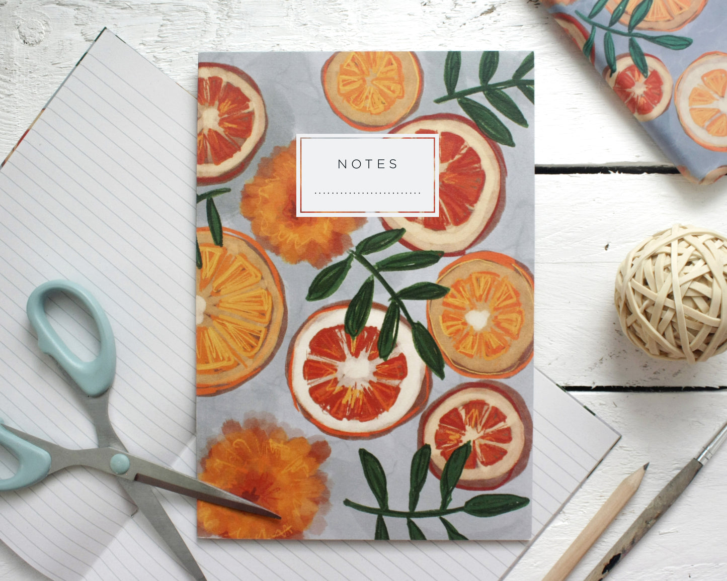 Oranges and Leaves Lined Notebook