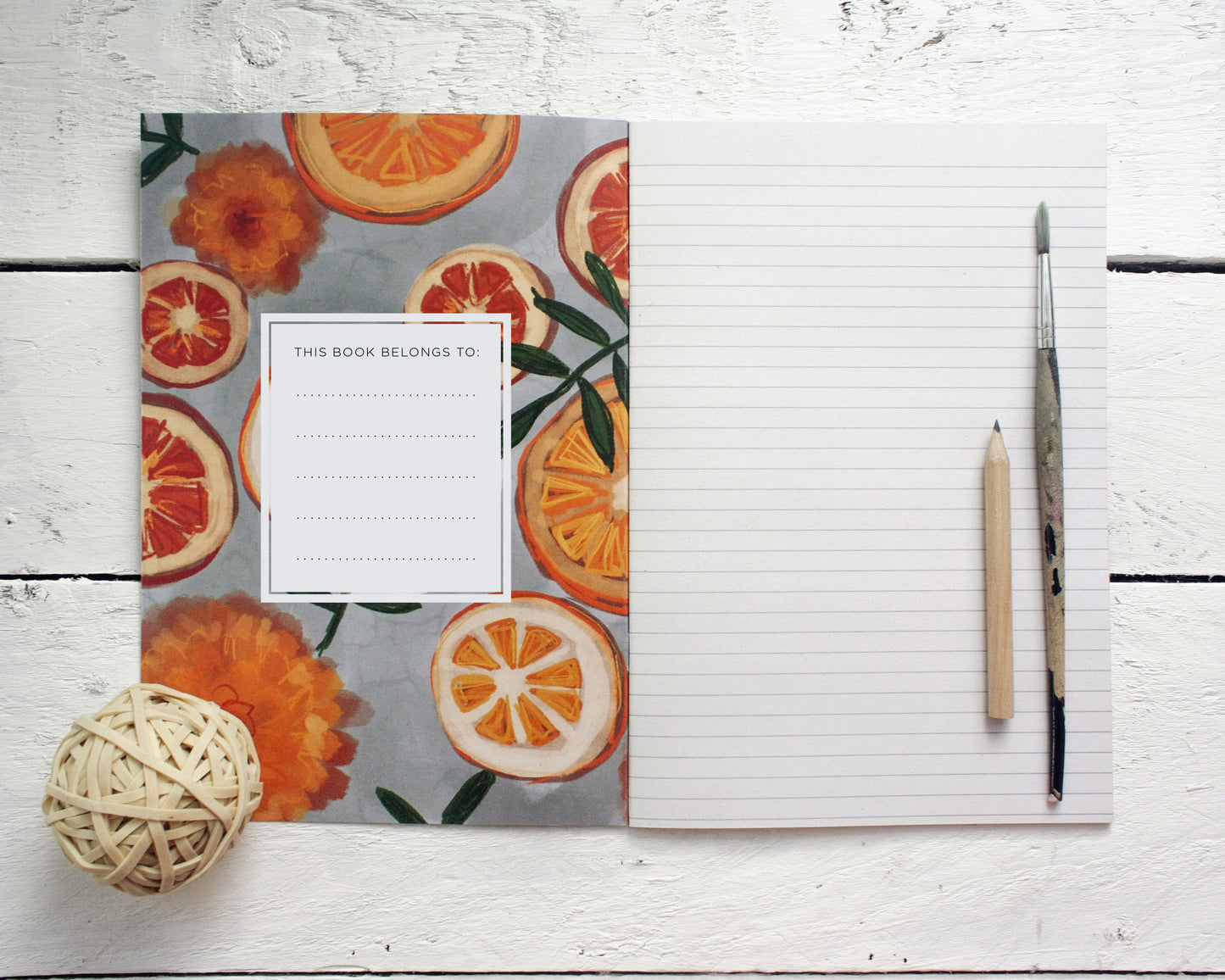 Oranges and Leaves Lined Notebook
