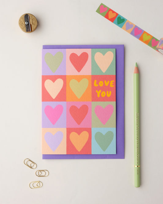 Love You Hearts Greetings Card
