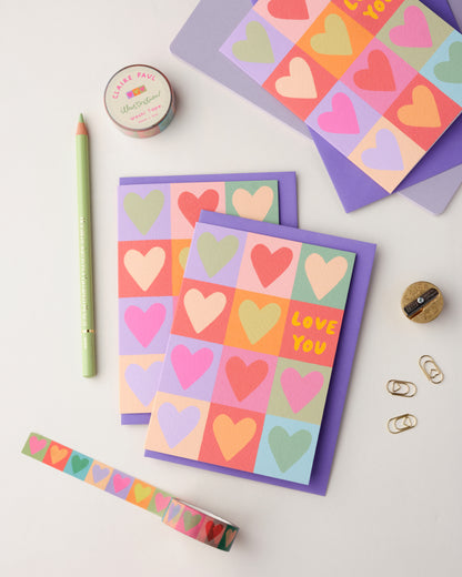 Love You Hearts Greetings Card