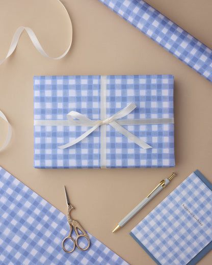 Blue Gingham Wrapping Paper