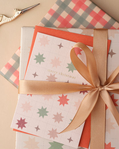 Merry Christmas Quilting Stars Greetings Card