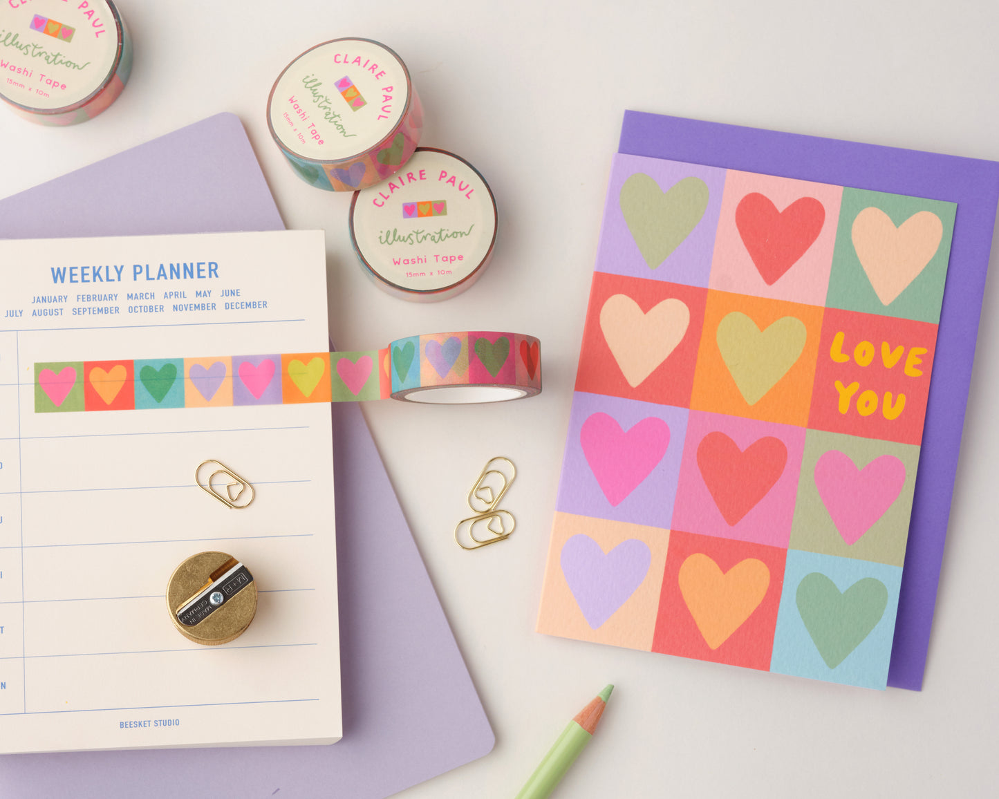 Love You Hearts Greetings Card