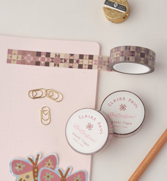Patchwork Star Washi Tape - Pink