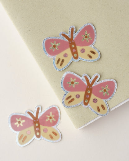 Pink Butterfly Holographic Sticker