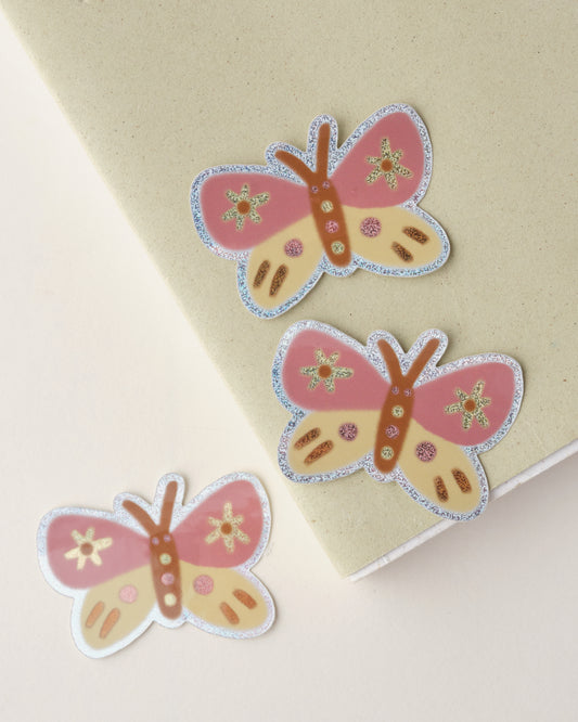 Pink Butterfly Holographic Sticker