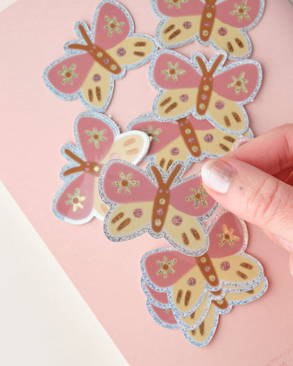Pink Butterfly Holographic Sticker