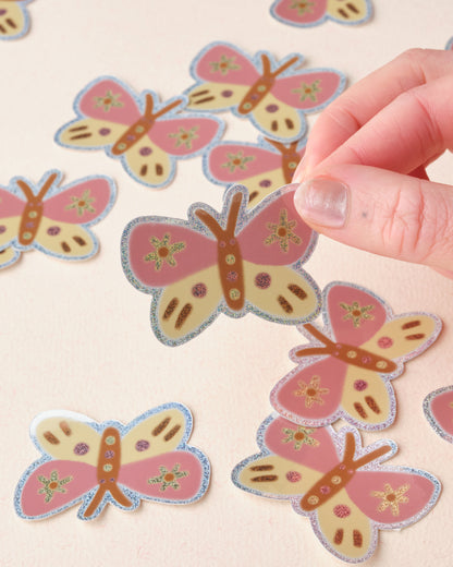 Pink Butterfly Holographic Sticker