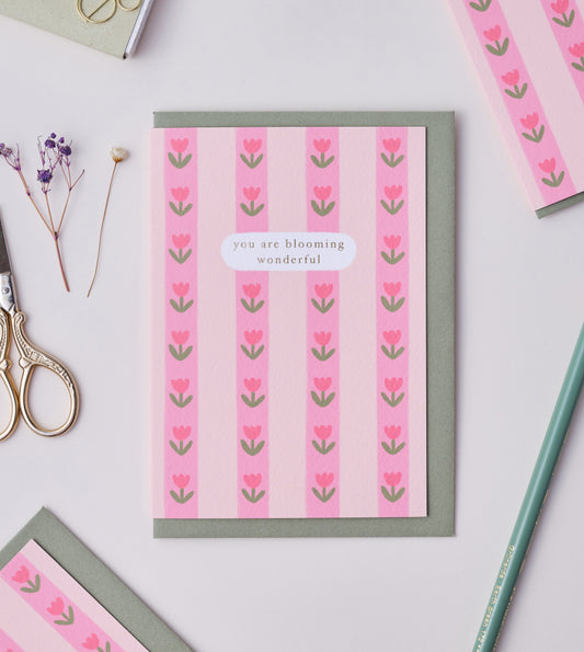 Blooming Wonderful Tulips Greetings Card