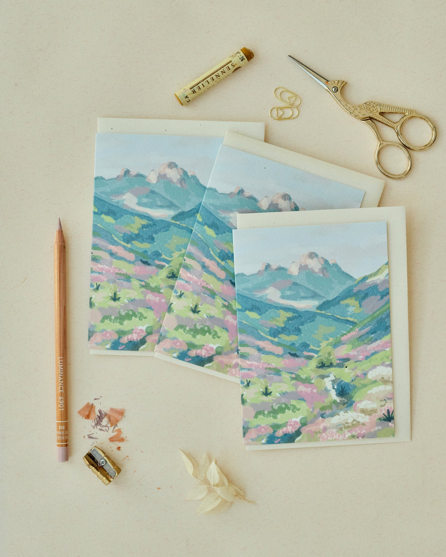 Pastel Mountains Greetings Card