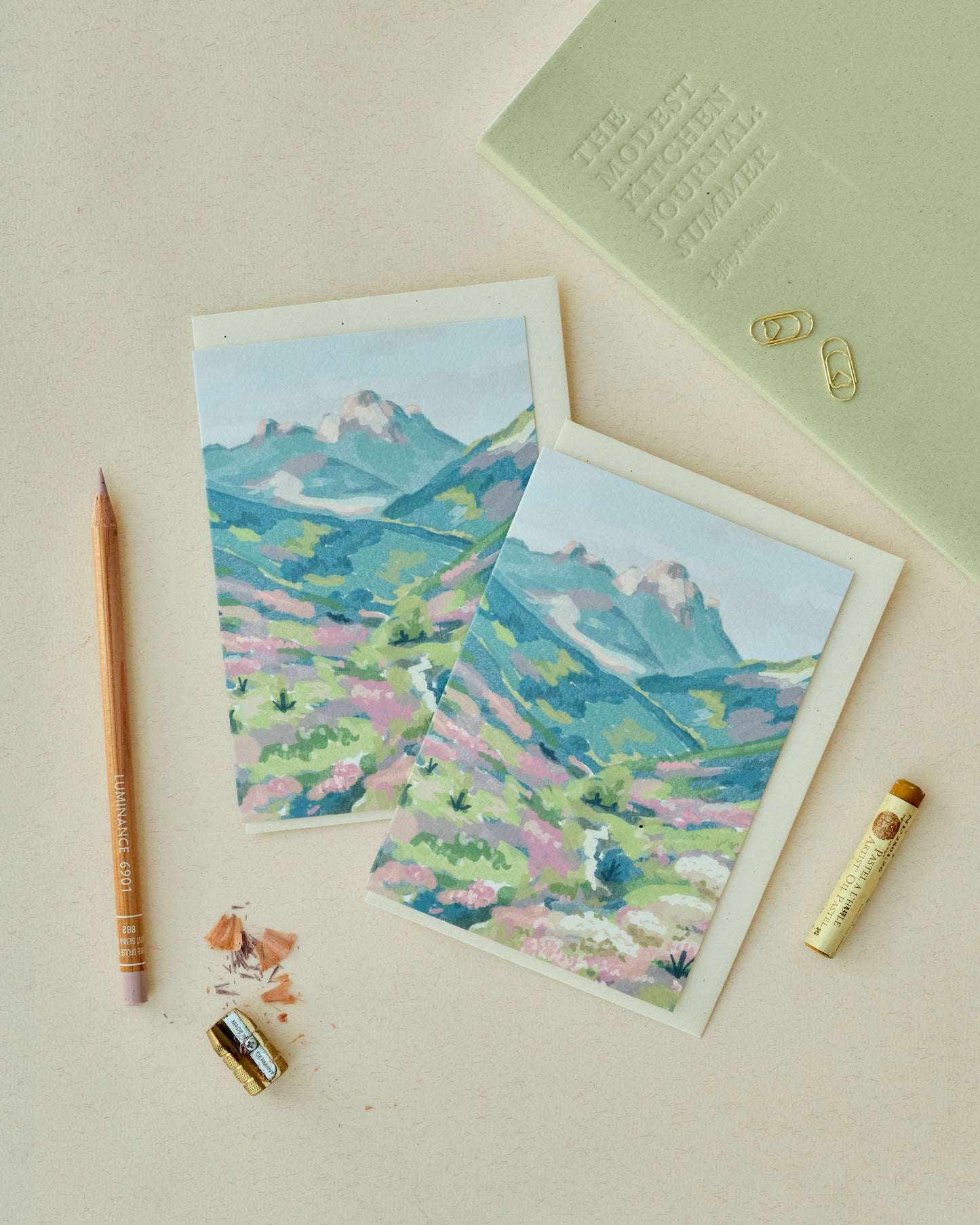 Pastel Mountains Greetings Card
