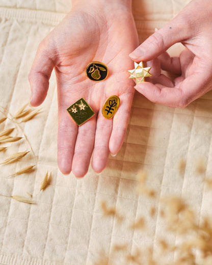 Pear Folk Art Enamel Pin