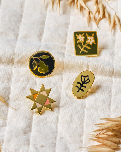 Pear Folk Art Enamel Pin