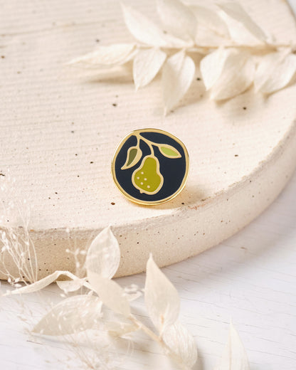 Pear Folk Art Enamel Pin