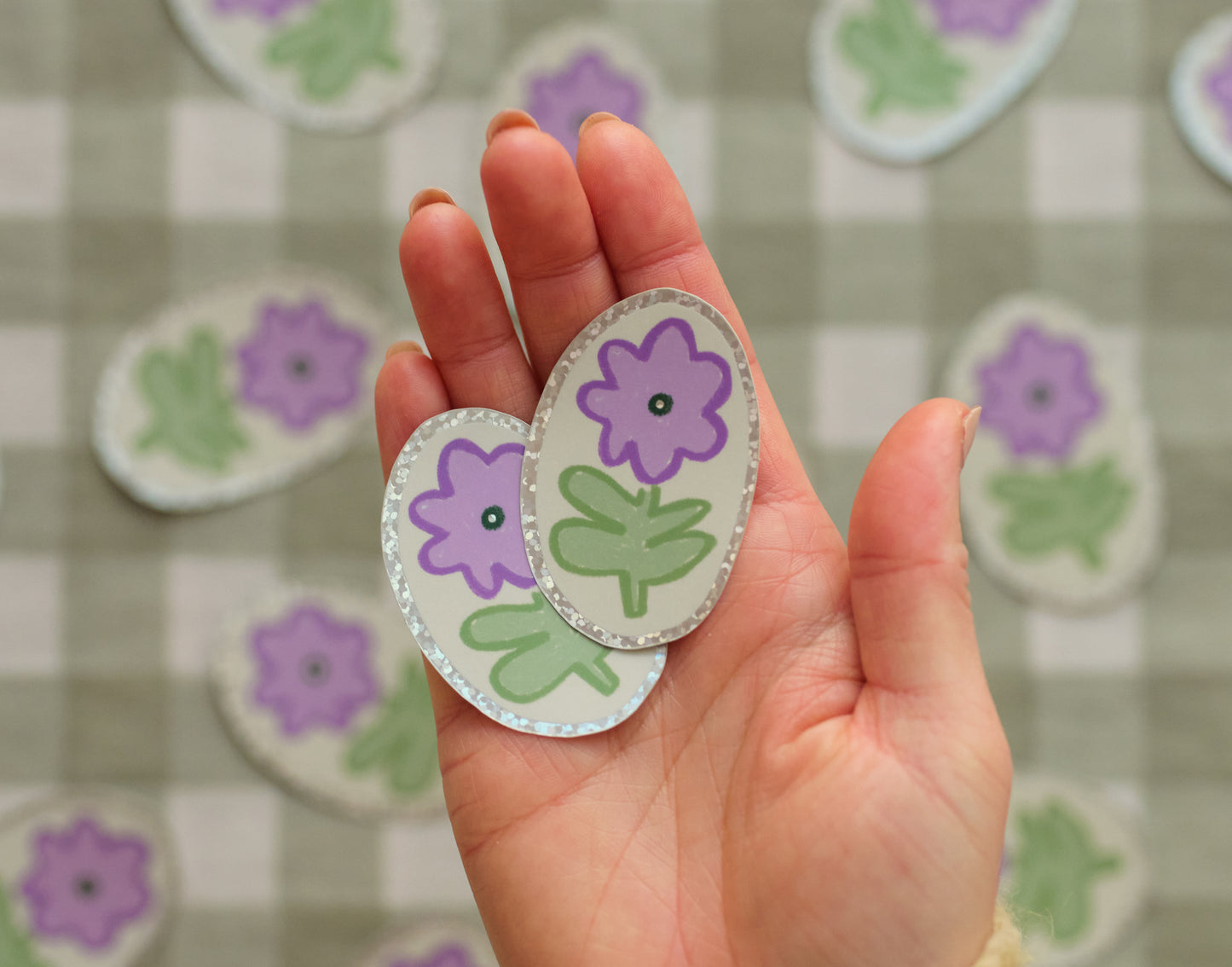 Purple Flower Holographic Sticker