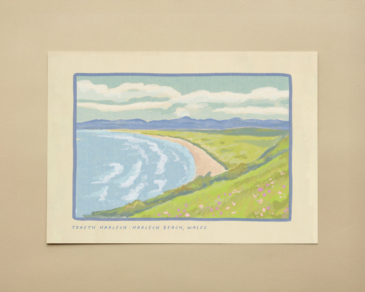 Traeth Harlech Beach, Wales Art Print