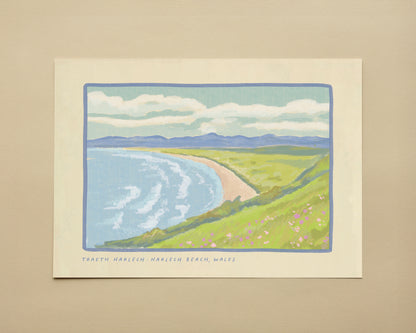 Traeth Harlech Beach, Wales Art Print