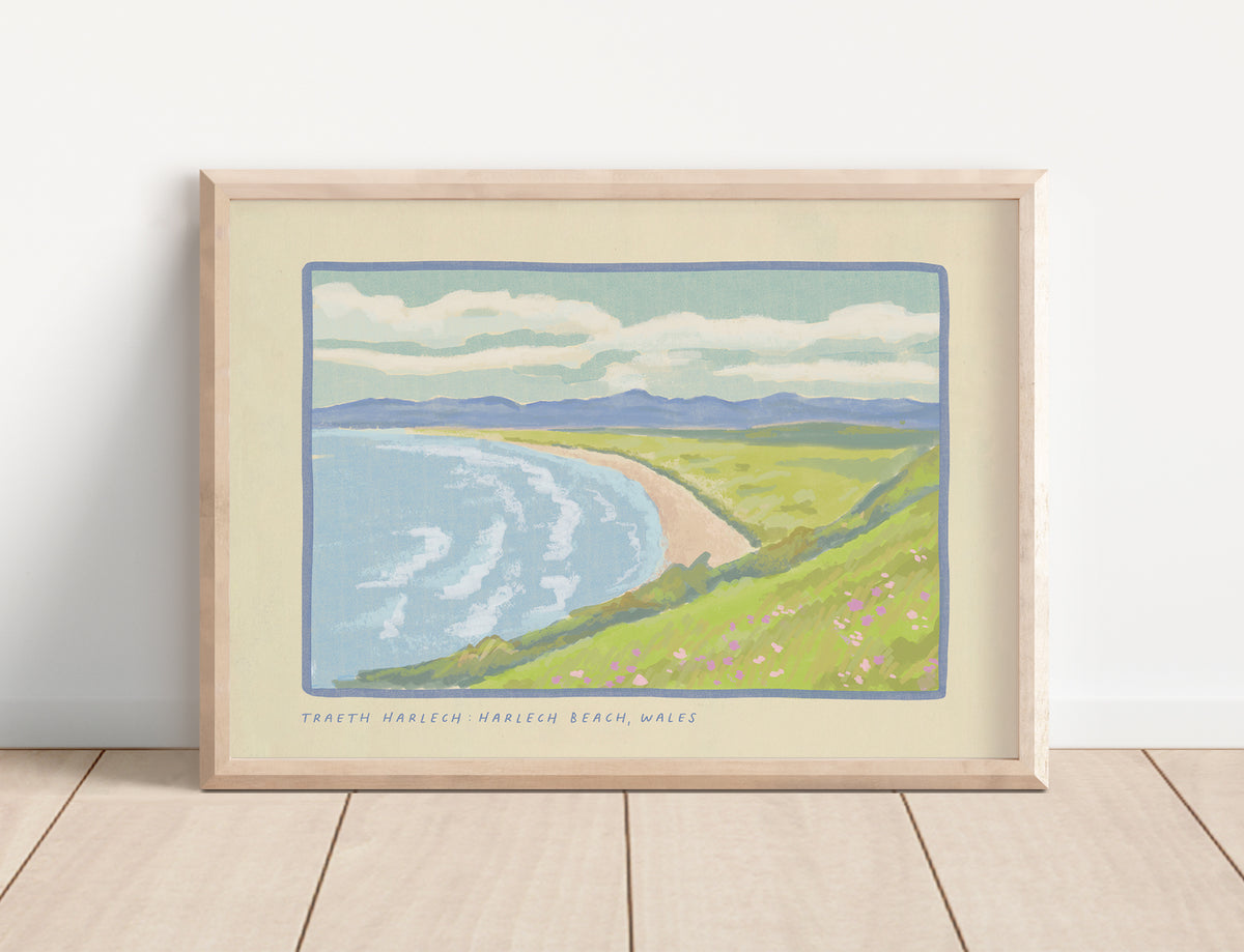 Traeth Harlech Beach, Wales Art Print
