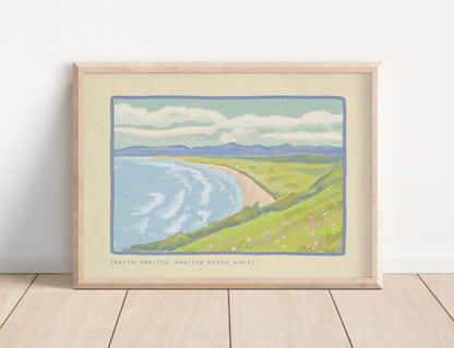 Traeth Harlech Beach, Wales Art Print