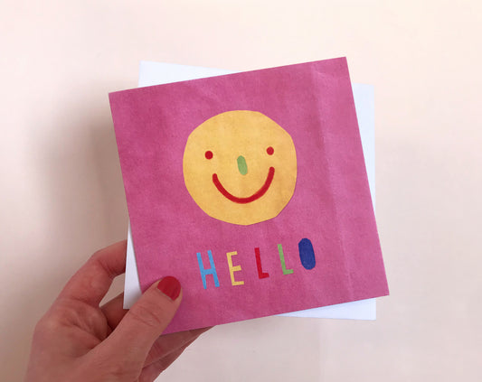 SALE Happy Face Hello Greeting Card