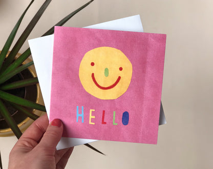 SALE Happy Face Hello Greeting Card