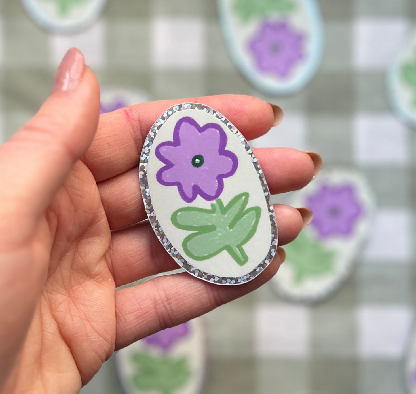 Purple Flower Holographic Sticker