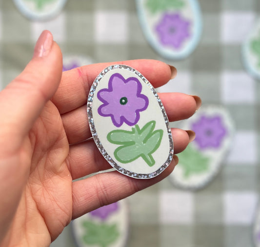 Purple Flower Holographic Sticker