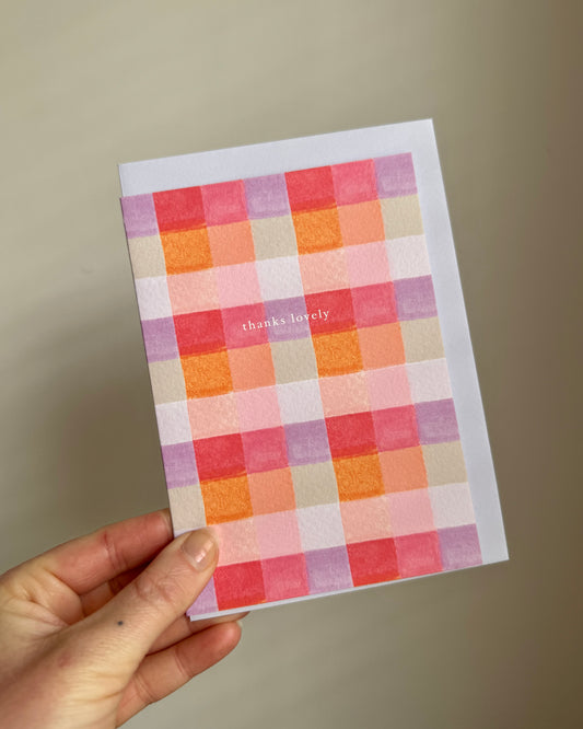 SAMPLE Thanks Lovely Gingham Greetings Card